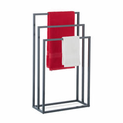 Sèche-serviettes, 3 barres, acier, HxLxP : 83 x 46 x 21 cm, support non fixe pour salle de bain, anthracite - Relaxdays