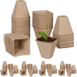 Relaxdays - Godets semis, lot pratique de 400, carré, hlp 8 x 8 x 8 cm, pots de jardinage en papier, nature