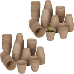 Relaxdays - Godets semis biodégradables, lot de 240, cellulose, h x d 7,5 x 8 cm, pots de jardinage ronds, petit, nature