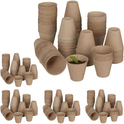 Relaxdays - Godets semis biodégradables, lot de 600, cellulose, h x d 7,5 x 8 cm, pots de jardinage ronds, petit, nature