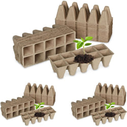Relaxdays - Godets semis biodégradables, lot de 72, culture pour 720 plants, papier, HxLxP: 5,5x22x8,5cm, nature