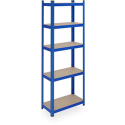 Relaxdays - tagère à charge lourde, HxLxP : 180x60x30 cm, jusqu'à 500 kg, 5 niveaux, cave, garage, stockage, acier, bleu
