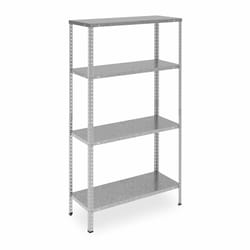 Relaxdays Rangement en métal, 4 niveaux, jusqu’à 160 kg, acier, stockage pour le garage, HxLxP : 150x75x30 cm, argenté
