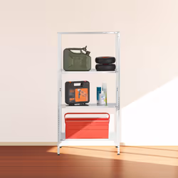 Relaxdays Rangement en métal, 4 niveaux, jusqu’à 160 kg, acier, stockage pour le garage, HxLxP : 150x75x30 cm, argenté