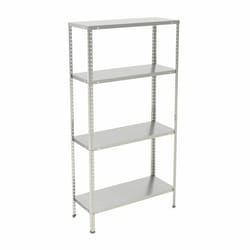 Relaxdays Rangement en métal, 4 niveaux, jusqu’à 160 kg, acier, stockage pour le garage, HxLxP : 150x75x30 cm, argenté