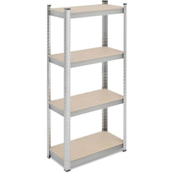 Etagère à charge lourde, HxLxP: 138x60x30 cm, 200 kg, acier, 4 niveaux, rangement cave, garage, à emboîter, argenté - Relaxdays