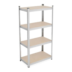 Relaxdays Étagère à charge lourde, HxLxP : 138x70x40 cm, max. 200 kg, stockage garage, cave, acier, à emboîter, argenté