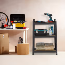 Relaxdays - tagère à charge lourde, HxLxP: 90x60x40 cm, 750 kg, 3 niveaux, acier, pour cave, garage, à emboîter, noir