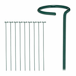 Relaxdays Tuteur à tomates en lot de 10, métal (acier), anneau, longueur : 80 cm, pour le jardin, vert foncé