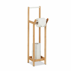 Relaxdays Support pour WC, bambou, sans perçage, support rouleaux de papier toilette de rechange, 72x17,5x24 cm, nature