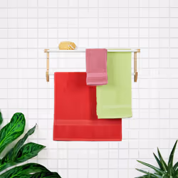 Porte-serviettes pour le mur, en bambou, 5 barres, hlp : 25x70x20 cm, salle de bain, nature et blanc - Relaxdays