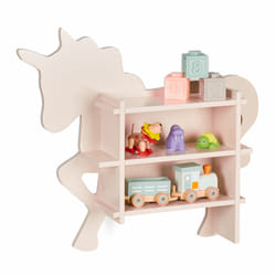 Rangement licorne pour enfants, 2 compartiments ouverts, mural, HxLxP : 54,5x66x13 cm, meuble à étagères, rose - Relaxdays