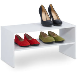 Relaxdays - tagère à chaussures, pour 4 paires, compacte, 2 niveaux, empilable, hlp : 29,5 x 60 x 29,5 cm, blanche