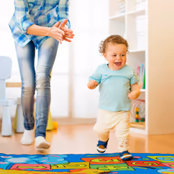 Relaxdays - Tapis pour votre enfant, design animalier, 8 cases, jouer à la marelle, 179 x 67 cm, multicolore