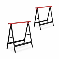 Relaxdays Lot de 2 tréteaux, pliables, 100 kg, HxLxP: 74x78x40 cm, pour atelier, bricoler, peindre, noir - rouge
