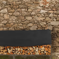 Relaxdays - Range-bûches avec protection, acier pulvérisé, pour extérieur, h x l x p : 122x250x30 cm, marron - noir
