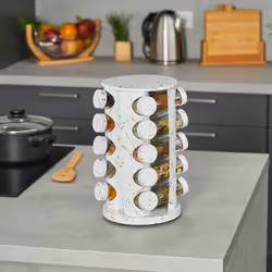 Relaxdays - Tourniquet à épices, 20 pots, chacun avec embout tamiseur, rotatif à 360°, effet marbre, hd 33,5x19 cm, blanc