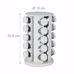 Relaxdays - Tourniquet à épices, 20 pots, chacun avec embout tamiseur, rotatif à 360°, effet bois, hd 33,5x19 cm, blanc - Vue supplémentaire 4