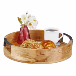 Relaxdays 10047409, Rond, Bois, Noir, Naturel, 35 cm, 75 mm, 1,6 kg