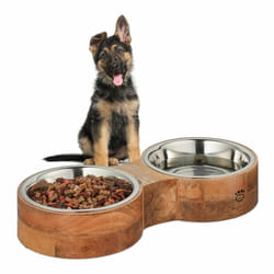 Relaxdays - Support avec gamelles, chiens, 2 bols en acier inoxydable de 2,2 l, HxLxP : 8 x 48 x 22 cm, nature - argenté