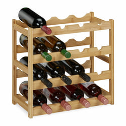 Casier à vin pour 16 bouteilles, HxLxP : 42,5 x 45 x 23,5 cm, 4 étages, range-bouteilles, bambou, nature - Relaxdays