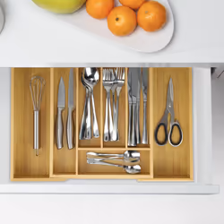 Range-couverts, extensible, 5 à 7 compartiments, système de rangemenr pour le tiroir, bambou et mdf, nature - Relaxdays