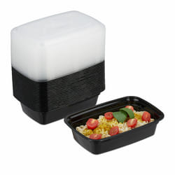 Relaxdays - Meal prep container en lot de 24, 1 compartiment, boite adaptée au micro-ondes, réutilisable, plastique, noir