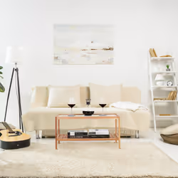 Table d'appoint, console en bois de noyer et verre, h x l x p : 40 x 80 x 40 cm, pour salon, nature - Relaxdays