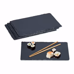 Relaxdays 4052025476144, Assiette à apéritif, Rectangulaire, Anthracite, 160 mm, 260 mm, 6 mm
