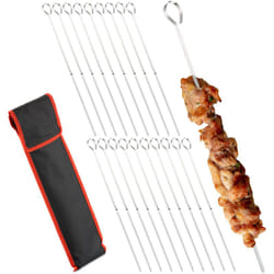 Brochette en acier inoxydable, lot de 20, pointe, housse, pour viandes, légumes, 31 cm, métal, argenté - Relaxdays