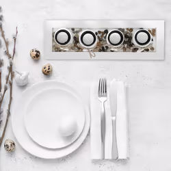Porte-bougies avec plateau et pierres décoratives, 39,5 cm, décoration de table, salle à manger, salon, blanc - Relaxdays