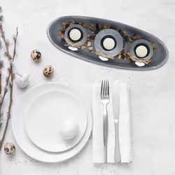 Relaxdays Porte-bougies avec plateau, 38 cm, boucles & cœurs, décoration de table, salon, chambre, bougeoir, gris/blanc