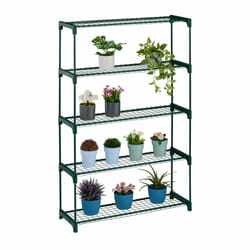 Tagère à plantes, 5 niveaux, support fleurs et herbes aromatiques, en métal, HxLxP : 139x91x28,5 cm, vert - Relaxdays