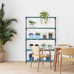 Tagère à plantes, 5 niveaux, support fleurs et herbes aromatiques, en métal, HxLxP : 139x91x28,5 cm, vert - Relaxdays