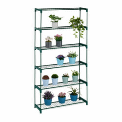 Tagère à plantes, 6 niveaux, support fleurs et herbes aromatiques, en métal, HxLxP : 173x91x28,5 cm, vert - Relaxdays