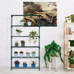 Tagère à plantes, 6 niveaux, support fleurs et herbes aromatiques, en métal, HxLxP : 173x91x28,5 cm, vert - Relaxdays