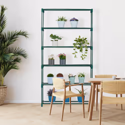 Tagère à plantes, 6 niveaux, support fleurs et herbes aromatiques, en métal, HxLxP : 173x91x28,5 cm, vert - Relaxdays