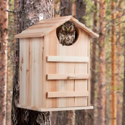 Relaxdays - Nichoir d'extérieur pour chouettes, bois de sapin, porte inclinable, trou d'envol hl 9,5 x 9,5 cm, nature