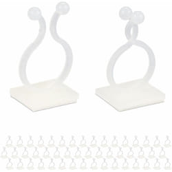 Relaxdays - Attache-plantes, auto-adhésifs, lot de 240, plastique, maintenir plantes grimpantes, support pour mur, blanc