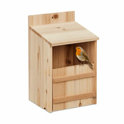 Relaxdays - Nichoir d'extérieur pour oiseaux semi-cavernicoles, fente d'envol hl : 10x19,5 cm, à suspendre, nature