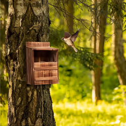 Relaxdays - Nichoir d'extérieur pour oiseaux semi-cavernicoles, fente d'envol hl : 10x19,5 cm, à suspendre, nature
