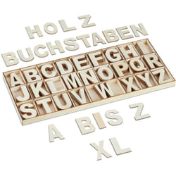 Relaxdays - Lot de 208 lettres décoratives en bois allant de a à z, pour bricoler et peindre, avec boîte, nature