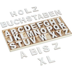 Relaxdays - Lot de 208 lettres décoratives en bois allant de a à z, pour bricoler et peindre, avec boîte, blanc