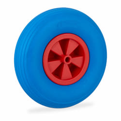 Relaxdays - Roue de brouette 3.50-6, jante, caoutchouc (pu), plastique (pp), robuste, charge max. : 100 kg, bleu et rouge