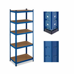 Relaxdays Étagère à charge lourde, HxLxP : 180x70x45 cm, jusqu'à 500 kg, acier & MDF, 5 niveaux, garage, stockage, bleu