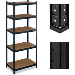 Relaxdays - tagère à charge lourde, HxLxP : 180x70x45 cm, jusqu'à 500 kg, acier & mdf, 5 niveaux, garage, stockage, noir