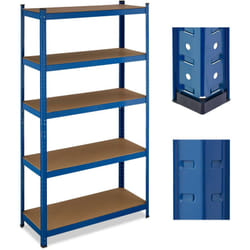 Relaxdays - tagère à charge lourde, 5 niveaux, HxLxP : 180x100x40 cm, jusqu'à 500 kg, acier, pour garage & cave, bleu
