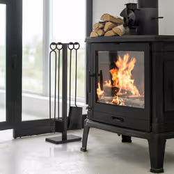 Relaxdays - Couverts de cheminée, lot de 5 pièces, tisonnier, pelle & balai à cendres, pince, support, pour poêle, noir