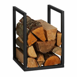 Relaxdays - Porte-bûches, métal, h x l x p : 40 x 30 x 30 cm, rangement intérieur, empilage, bois de chauffage, noir