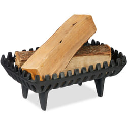Relaxdays - Panier à bûches pour cheminée, HxLxP : 15 x 37 x 26 cm, fonte massive, porte-bûches sur pieds, noir